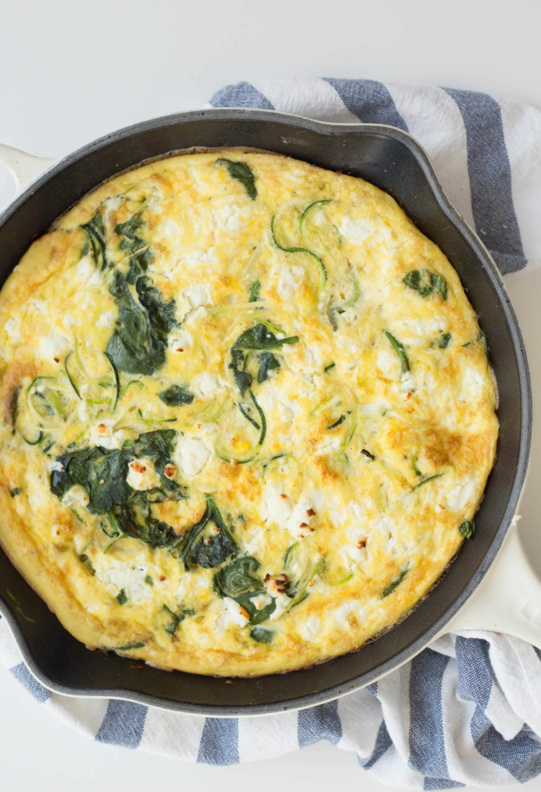 Zucchini Noodle and Spinach Frittata with Goat Cheese - Inspiralized