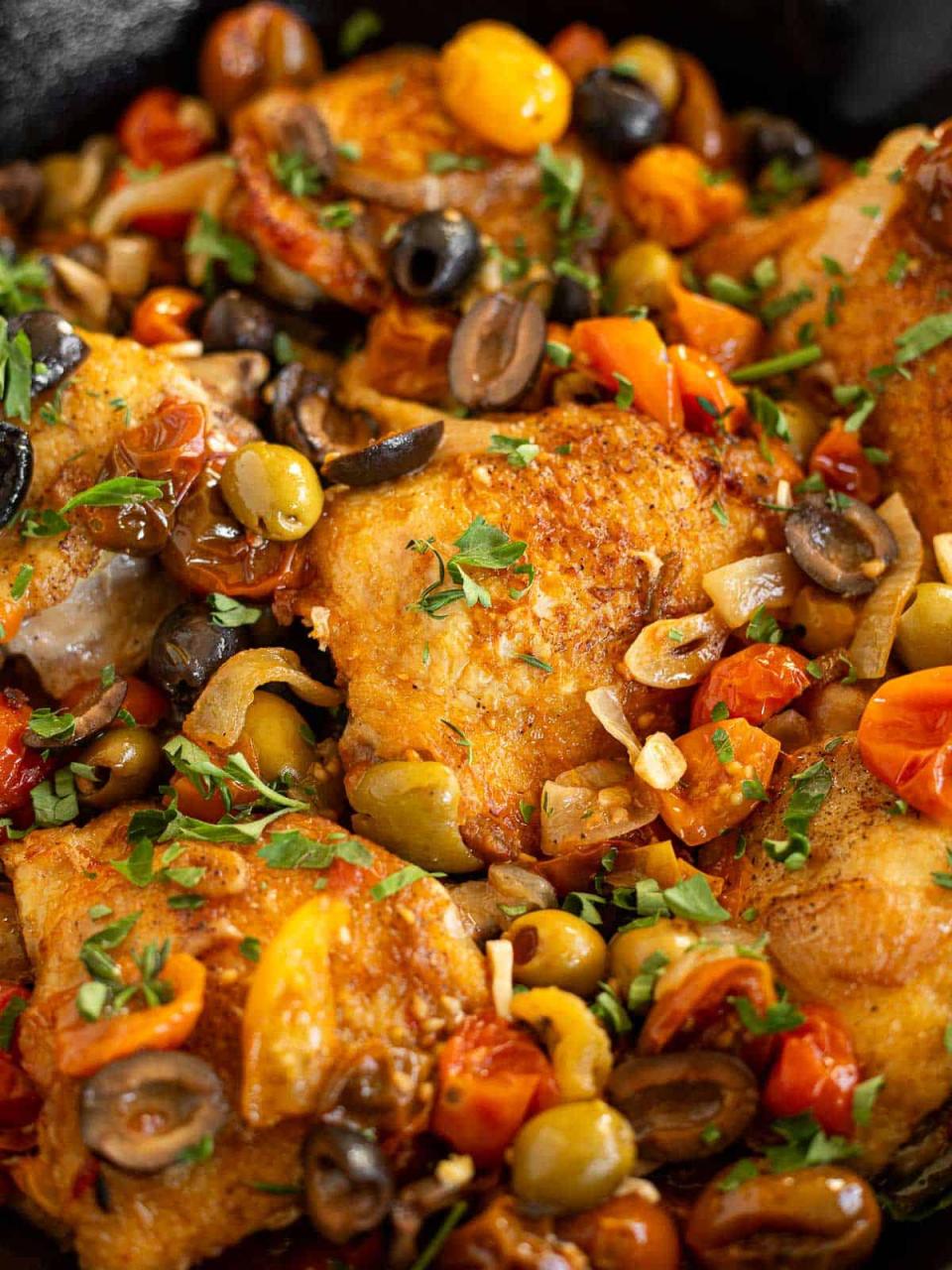 Chicken Thighs with Tomatoes and Olives