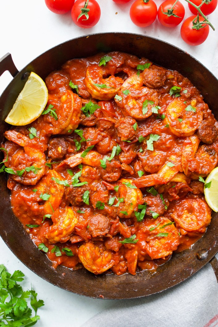 One Pan Spanish Chorizo & Shrimp (Whole30 - Paleo) - Every Last Bite