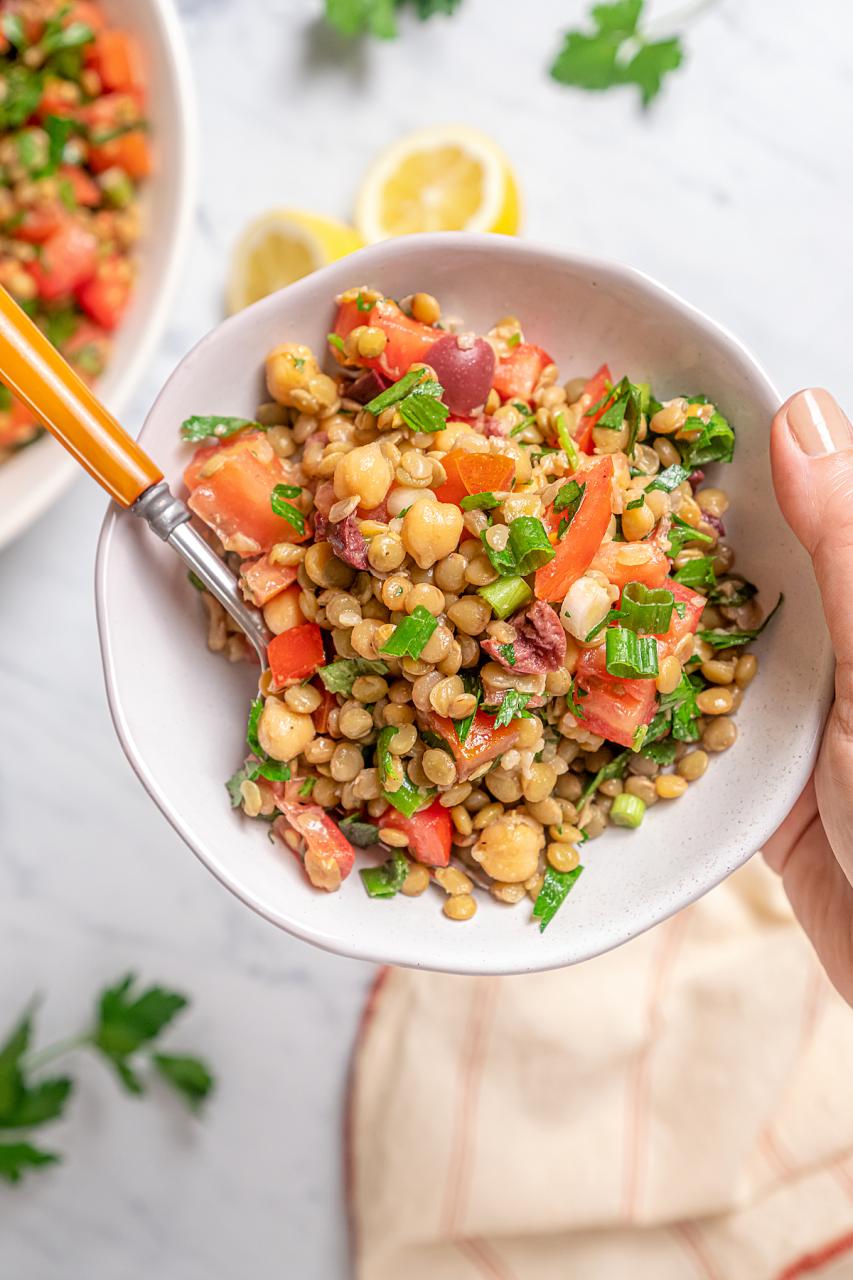 Lemony Chickpea and Lentil Salad Recipe | A Healthy Life for Me
