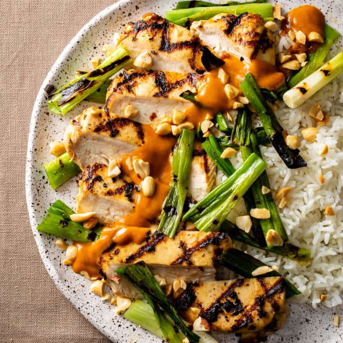Grilled Chicken with Charred Scallions and Peanut Sauce | America's Test  Kitchen Recipe